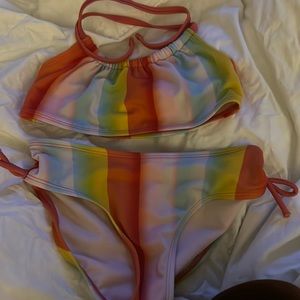 Colored bathing suit 2 pence and tie able